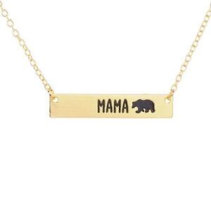 Gold Tone Mama Bear Necklace NWT